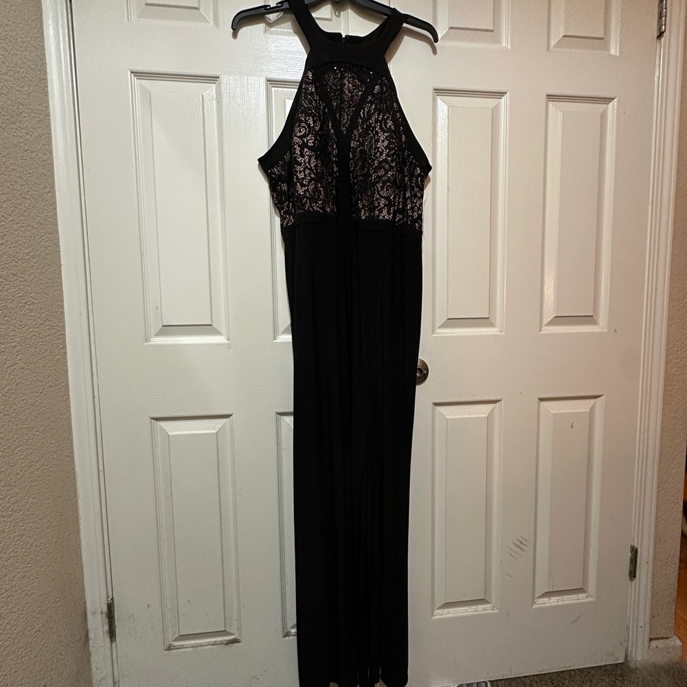 Morgan & Co. Black Lace Halter Gown - Picture 2 of 4
